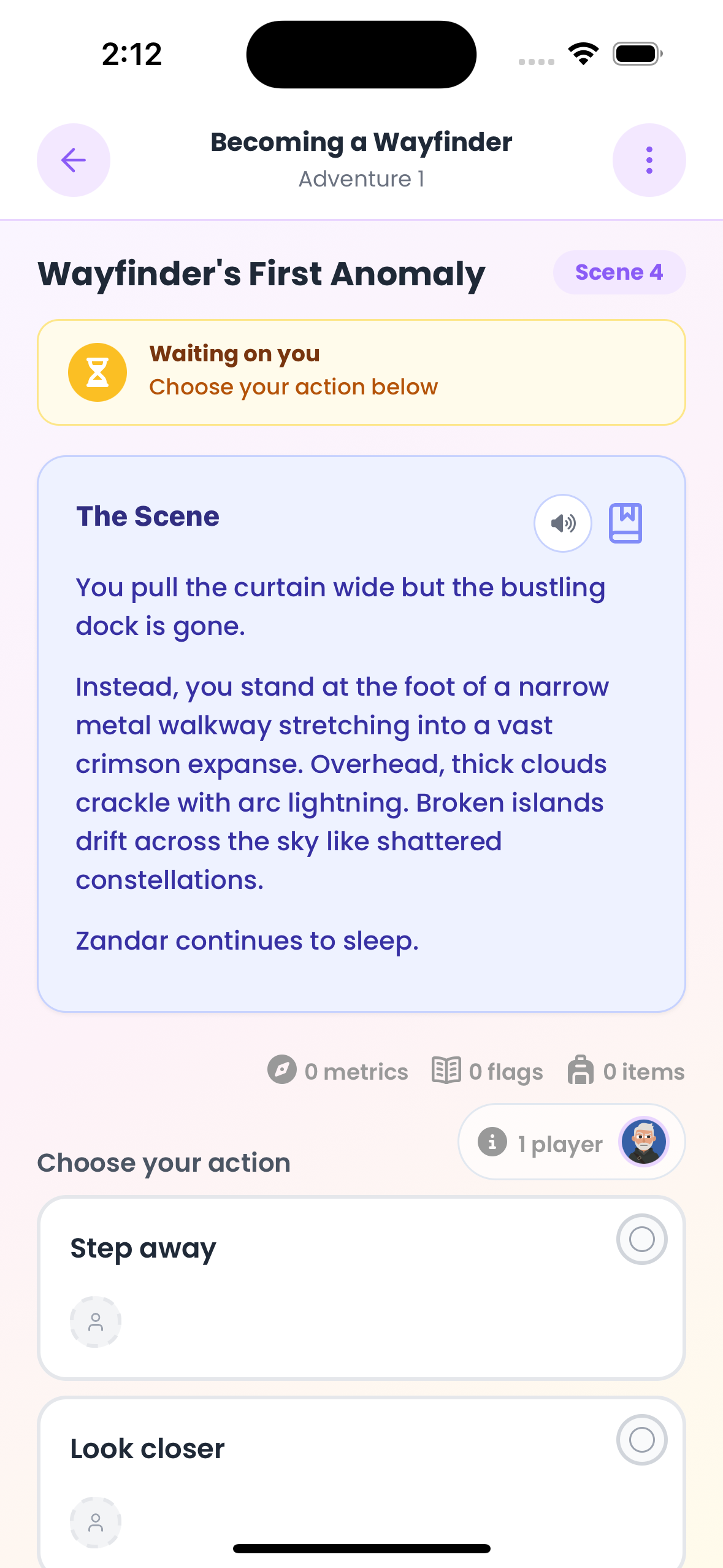 ArcanaKit narrative scene with branching player choices